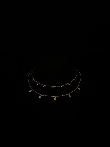 (Gold Choker Necklace) O&A سلسال شوكر زيركون مطلي...