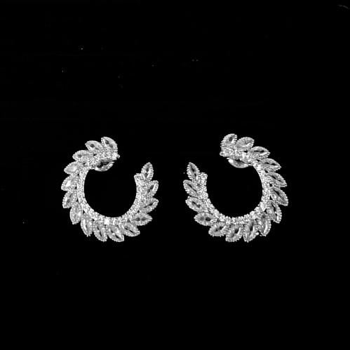 ) O&A حلق زيركون مطلي فضي