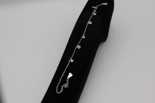 (Silver Anklet) O&A خلخال زيركون مطلي فضي