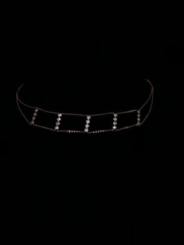 (Gold Choker Necklace) O&A سلسال شوكر زيركون مطلي ذهبي