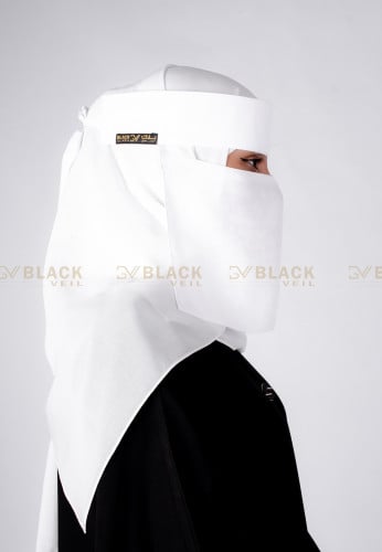 نقاب أبيض قصير مقوى ومطاط أبيض مستقيم