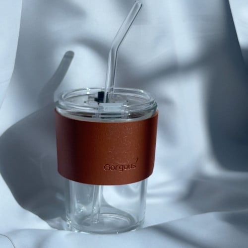 Straw Glass cup , heat and cold resistant leather...