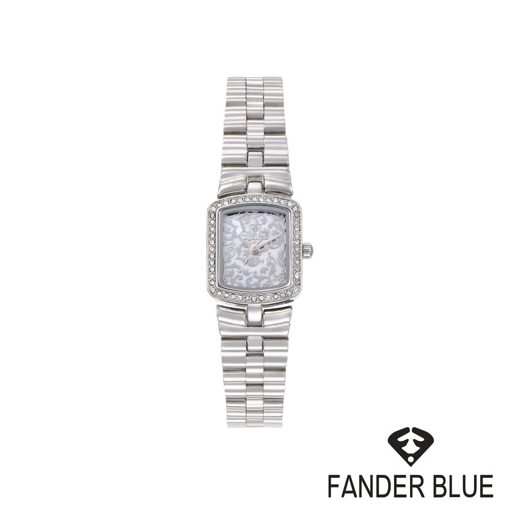 ساعة فندربلو نسائي بسير الستيل  فضي ميناء ابيض