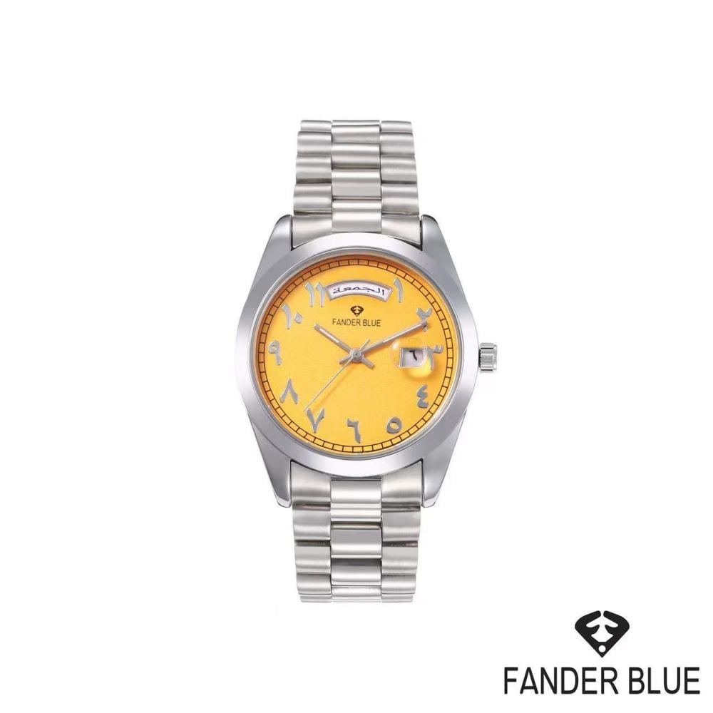 ساعة فندربلو رجالي بسير الستيل ميناء اصفر