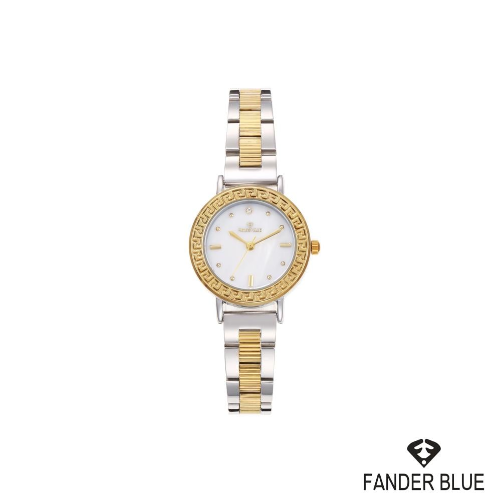 ساعة فندربلو نسائي بسير الستيل ذهبي قضي  ميناء ازرق