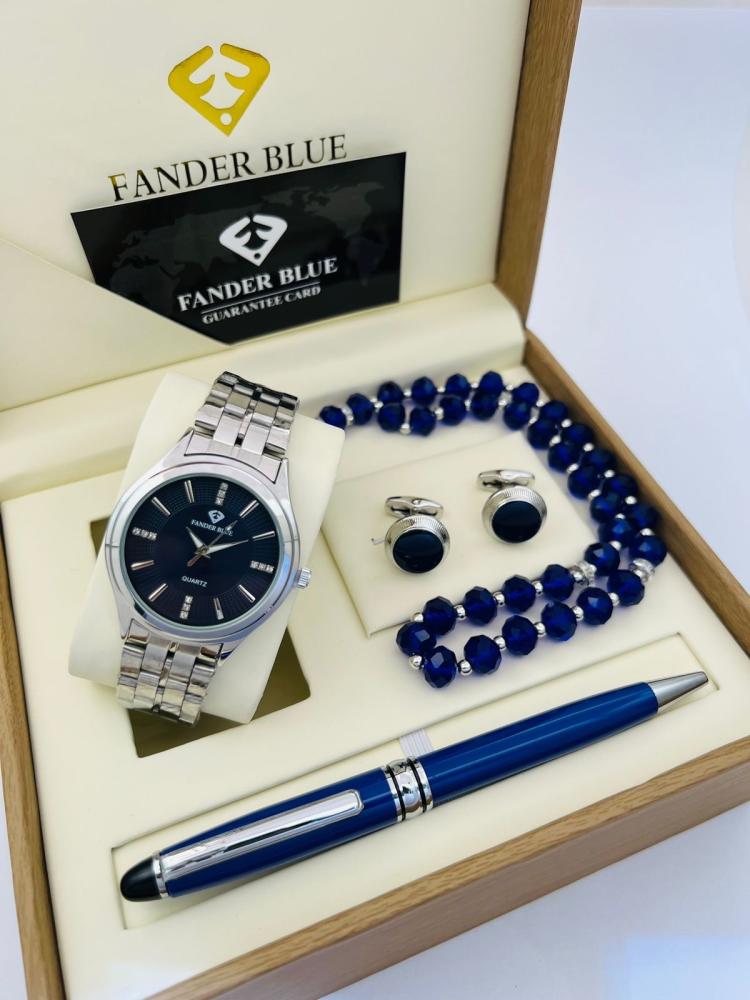 طقم رجالي فندربلو استيل - ساعة وكبك وقلم فاخر 1