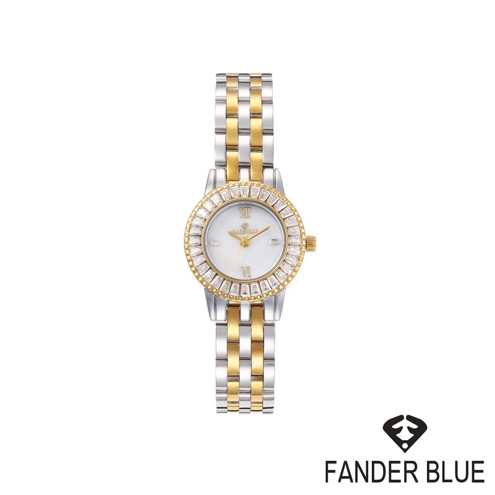 ساعة فندربلو نسائي بسير الستيل ذهبي فضي ميناء ابيض