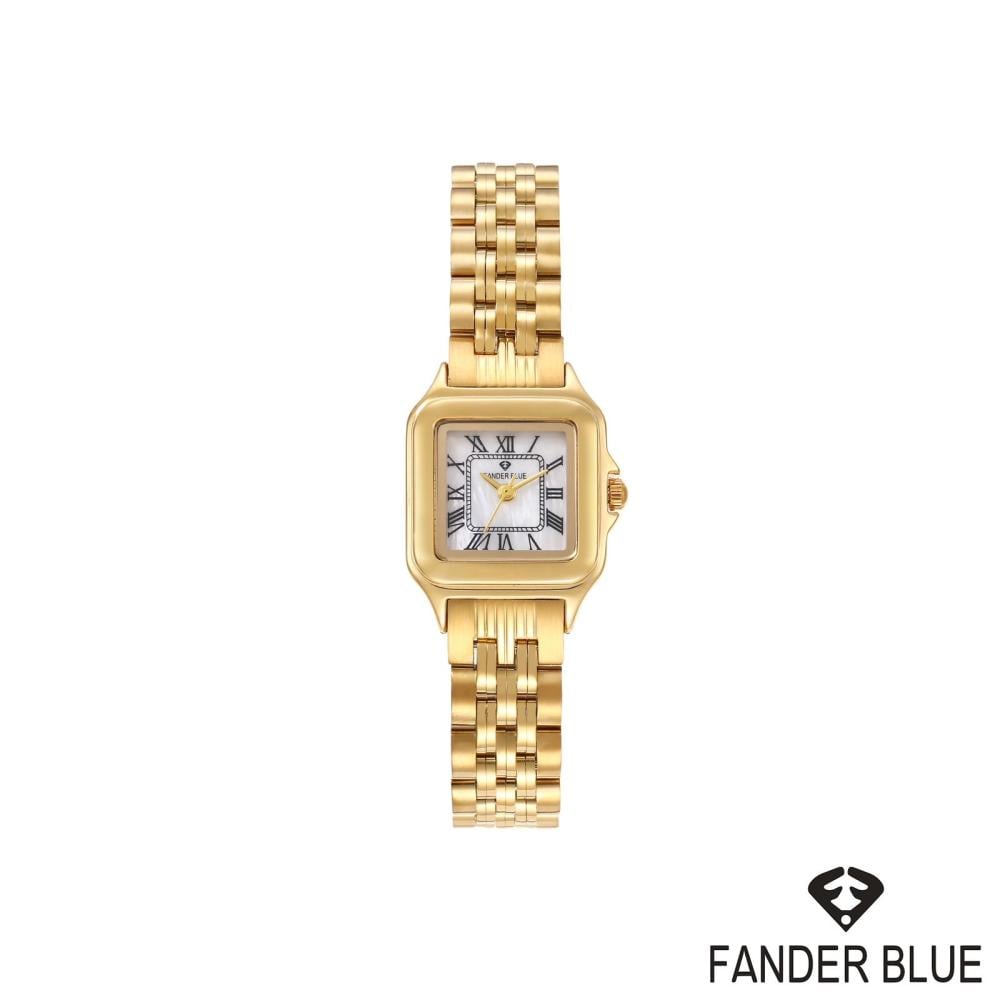 ساعة فندربلو نسائي بسير الستيل ذهبي ميناء ابيض