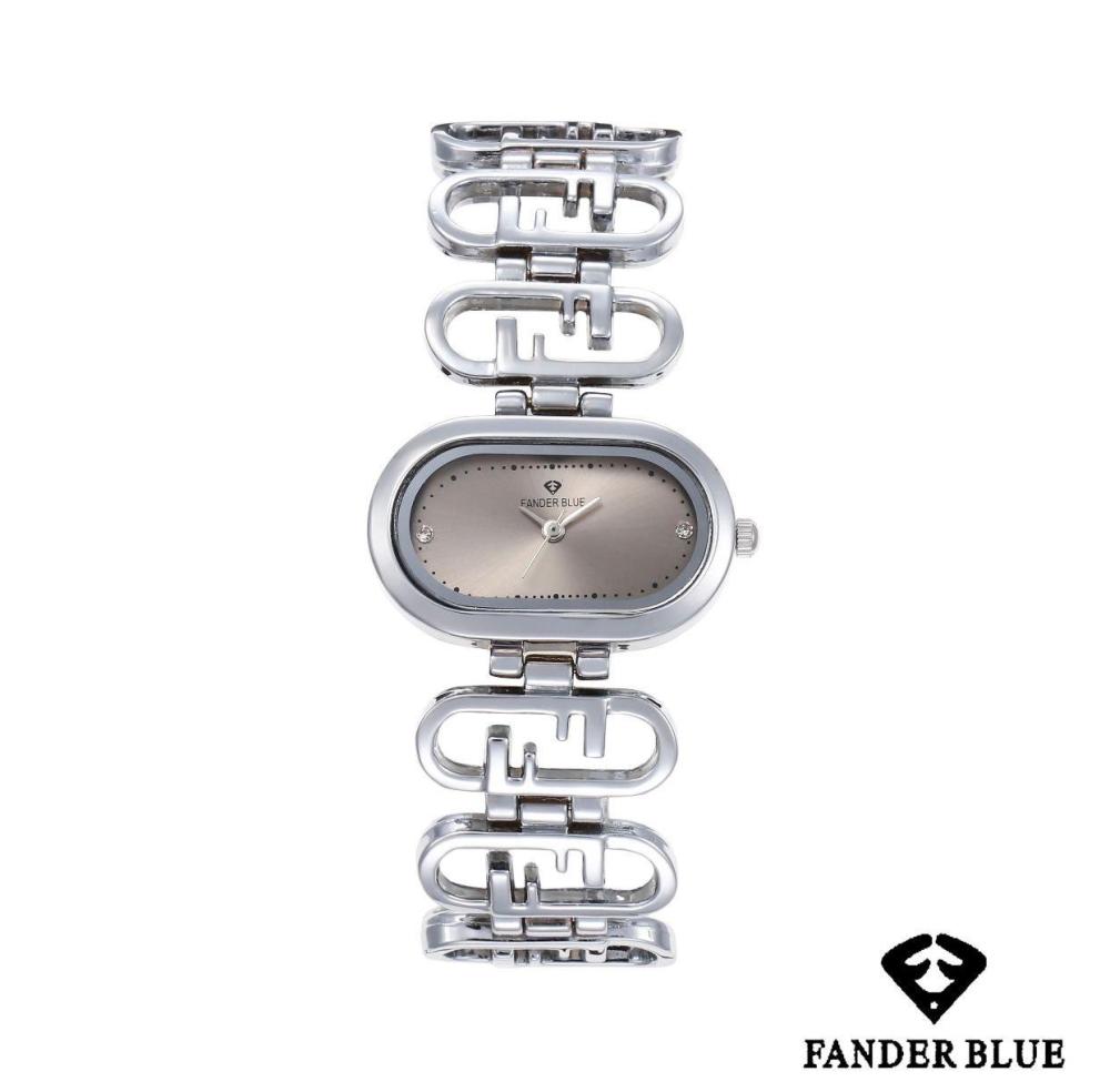 ساعة فندربلو نسائي  بسير الستيل فضي ميناء رمادي