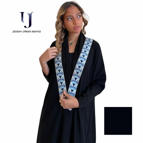 عباية كريب ياباني أسود و كلفة وكم ضيق سترتش