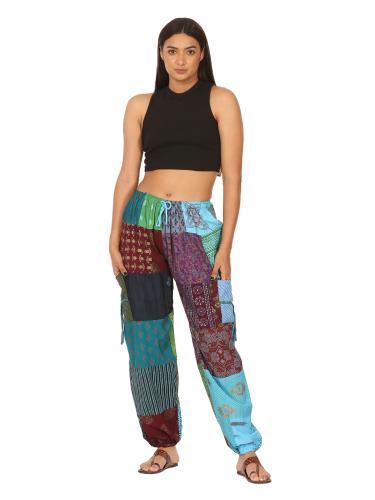 Dyed patch-work balloon pants