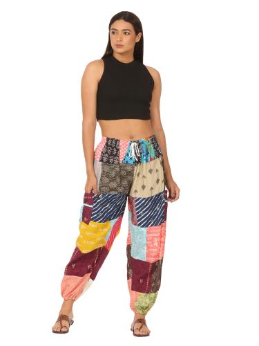 Dyed patch-work balloon pants