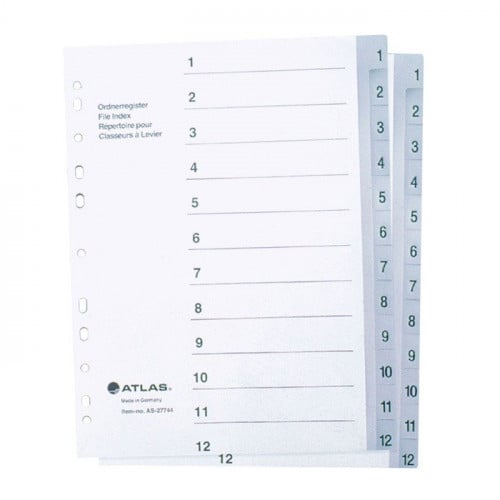 Atlas Plastic Divider A4 1-12 Bx=25
