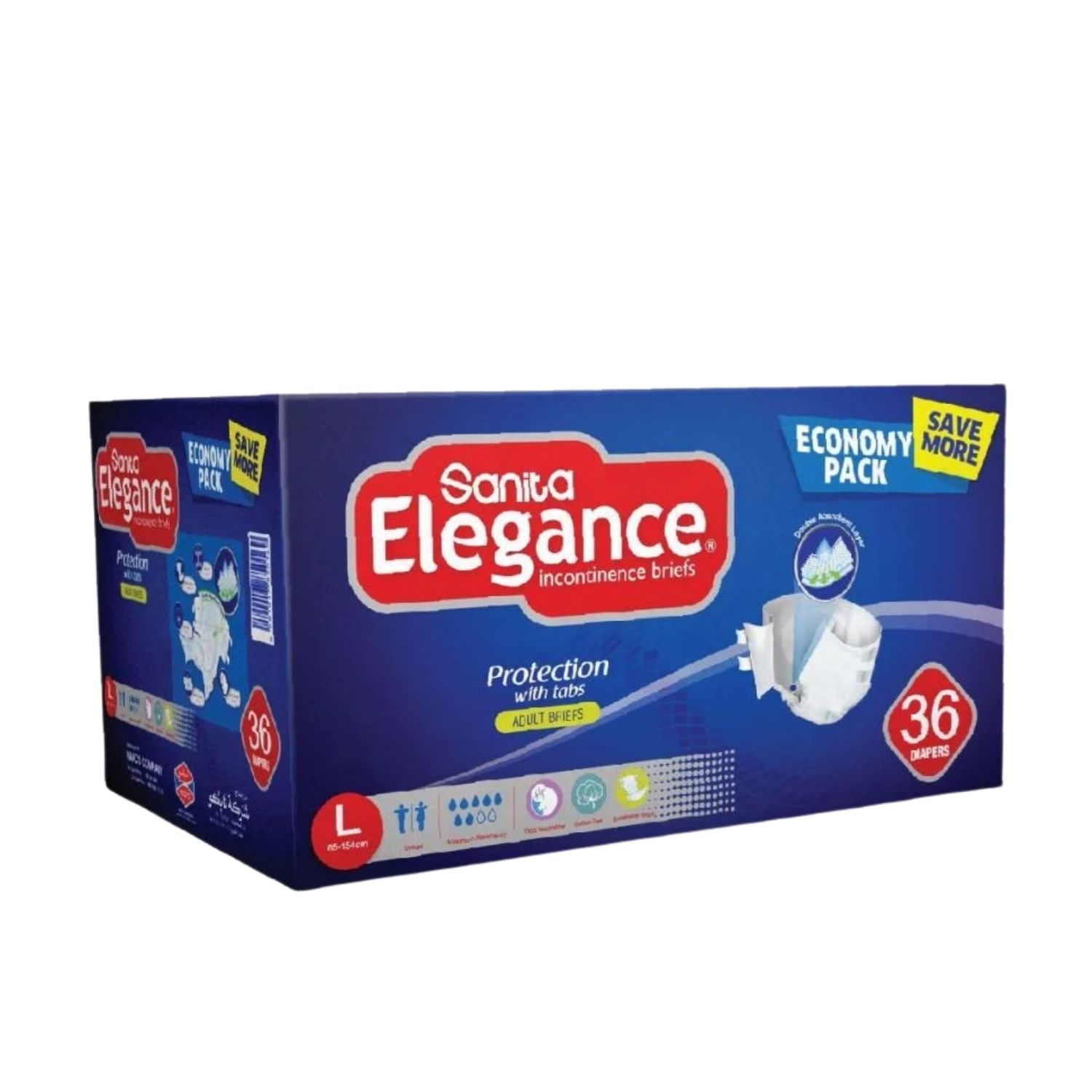 Sanita Elegance Adult Diapers Size L (85 - 154 Cm ) 36 Diapers