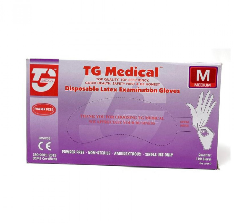 Ng Medical Latex Gloves 100Pcs Medium