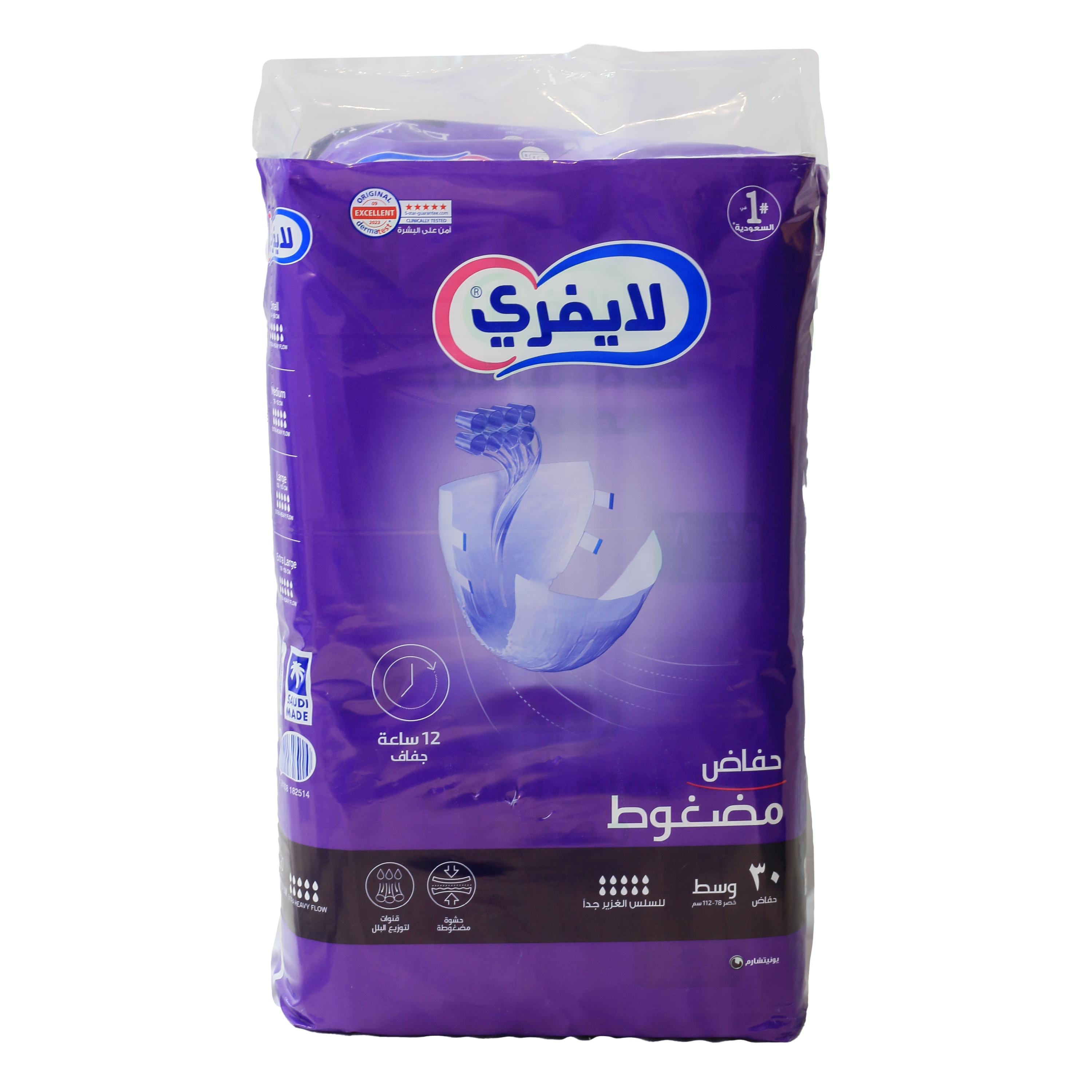لايفري حفاضات امتصاص عالي كبار السن وسط (6+24) حفاض