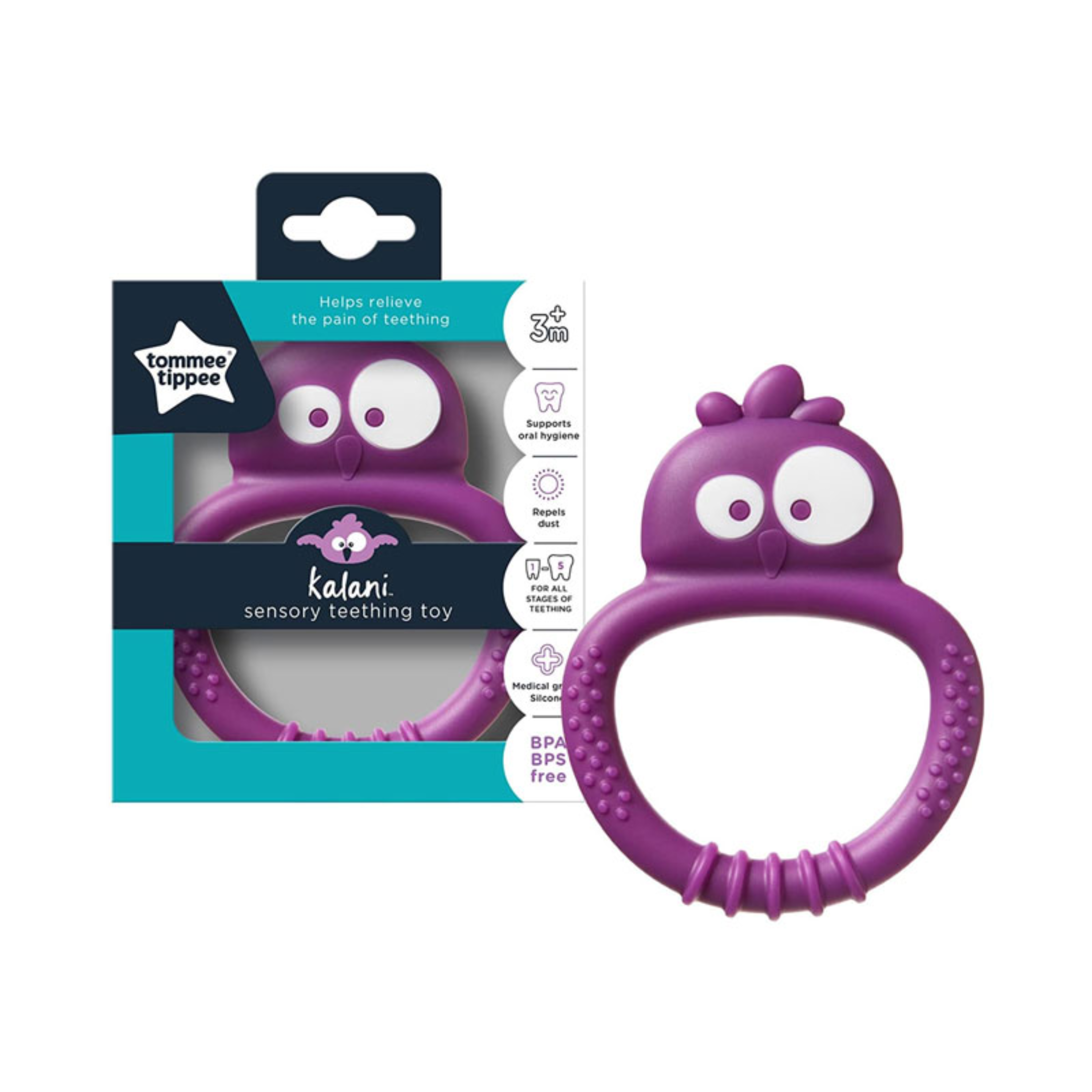 Tommee Tippee Kalani Mini Teether, Teething Toy +3 Months