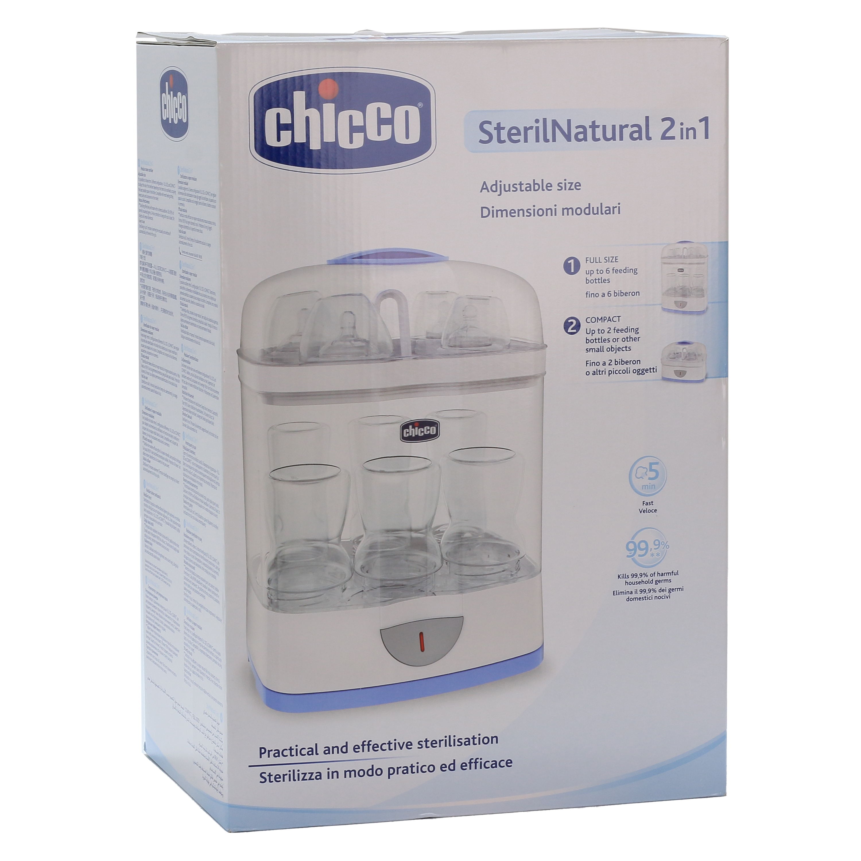 Chicco Steam Sterilnatural 2In1 6 Bottles