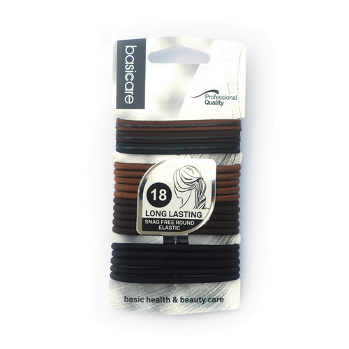 Basicare Mix Color Long Lasting Snag Free Round Elastic - Pack Of 18 3444