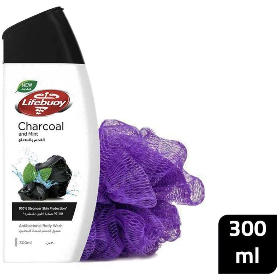 Lifebuoy Body Wash Charcoal & Mint 300 Ml+Loofah