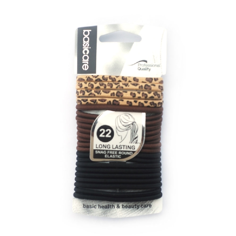 Basicare Mix Color Long Lasting Snag Free Round Elastic - Pack Of 22 3446