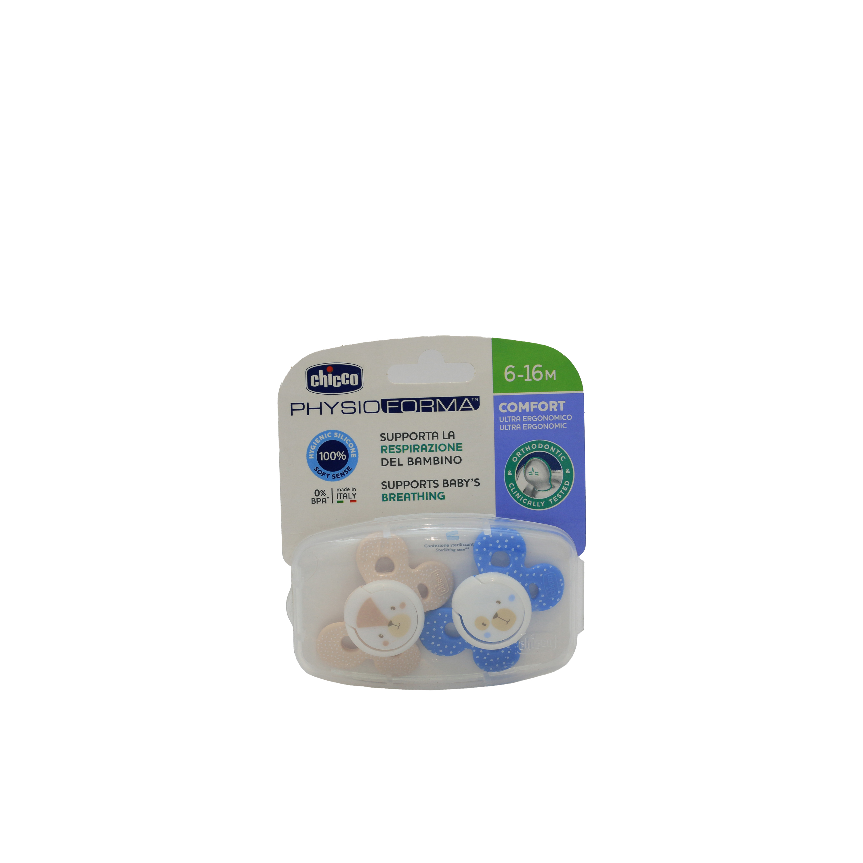 Chicco Soother Comfort Boy Sil 6-16M 2Pc C