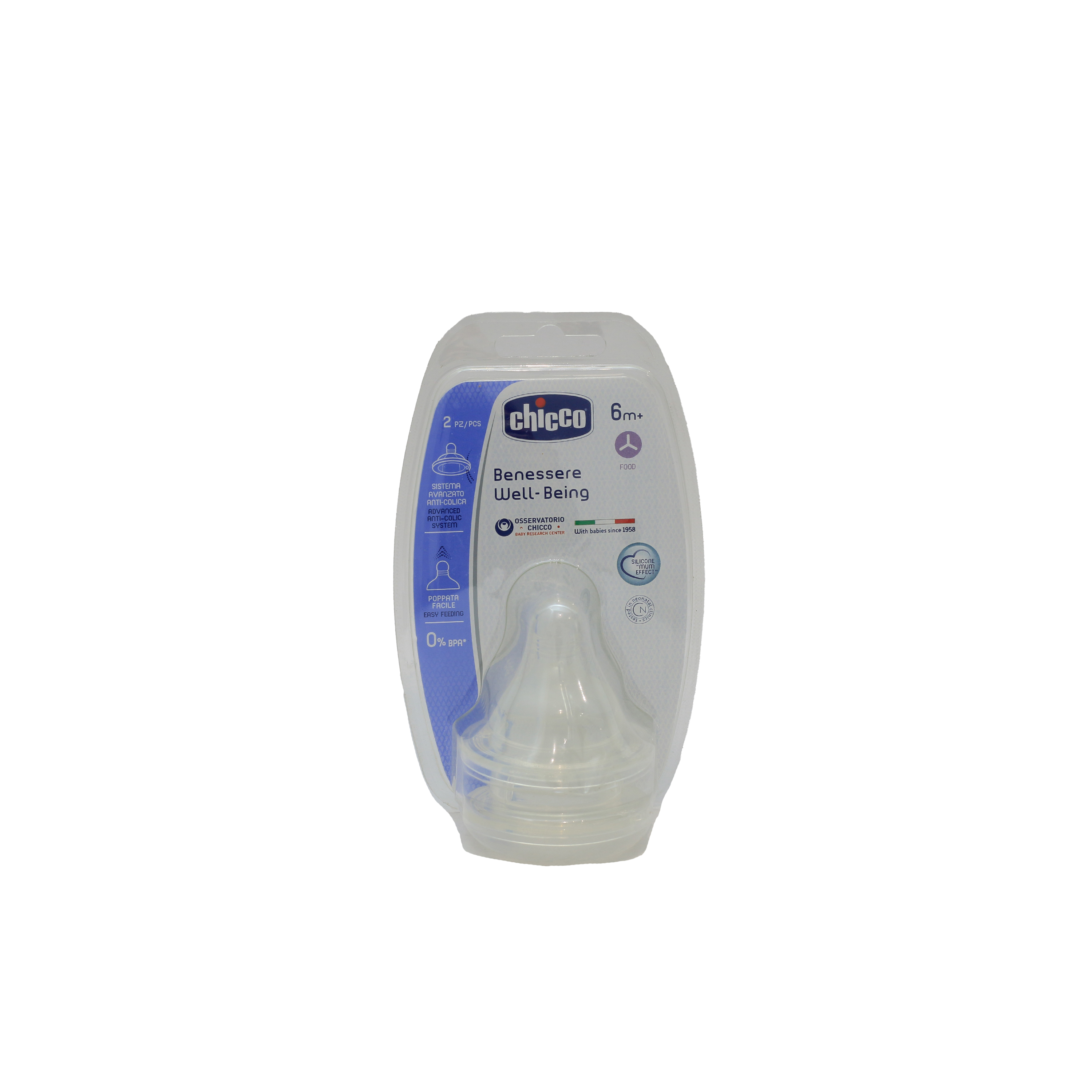 Chicco Wb Teat 6M+ Food Sil 2Pcs