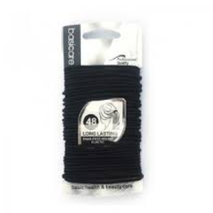 Basicare Black Long Lasting Snag Free Round Elastic - Pack Of 48 3438