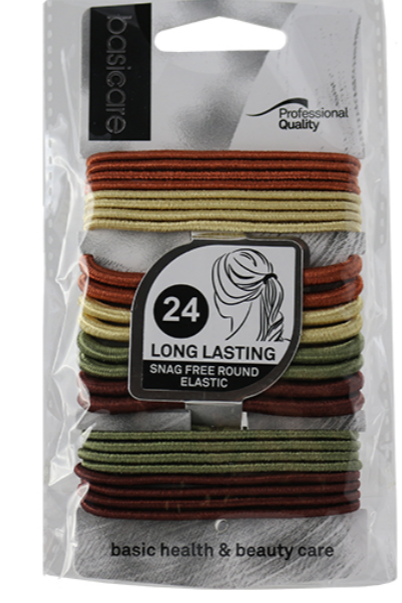 Basicare Mix Color Long Lasting Snag Free Round Elastic - Pack Of 24 3440