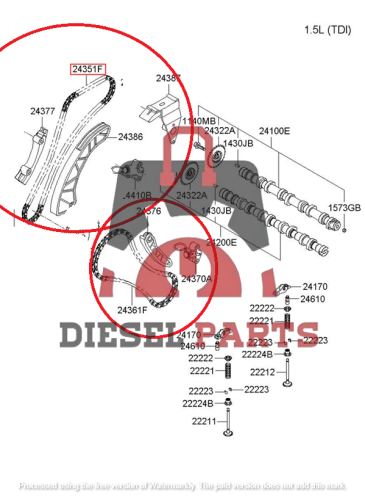 طقم جنزير مكينة 1.6-1.7 ديزل 9 قطع|243612A600,2435...