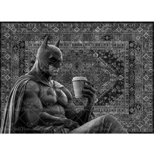 سجاد باتمان يشرب قهوة مع عبارة من اختيارك