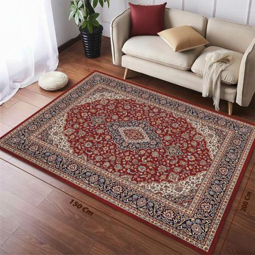 Vintage Distressed Rug | Turkish Oriental Design | Dark Red and Teal Colors | For Living Room and Dining Room
