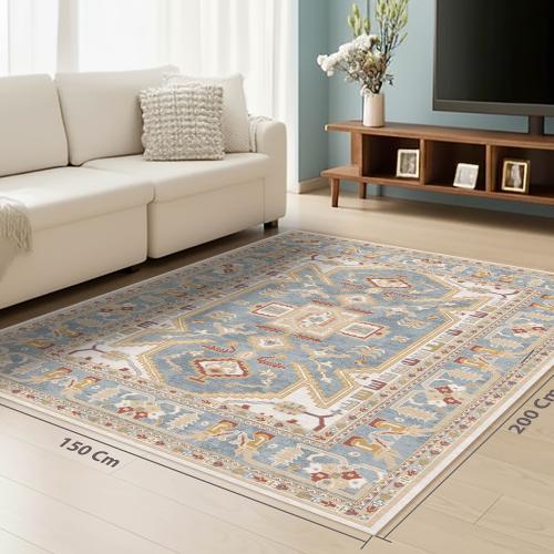 سجادة لون بيج مقاس 80X45سم | نمط بوهيمي هندسي