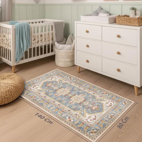 Beige Rug 140x80cm | Bohemian Geometric Pattern