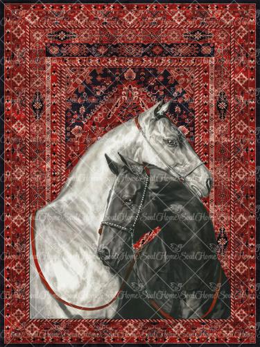 سجادة تراثية جدارية عتيقة | قطعة ديكور فاخرة لعشاق الفروسية والثقافة العربية