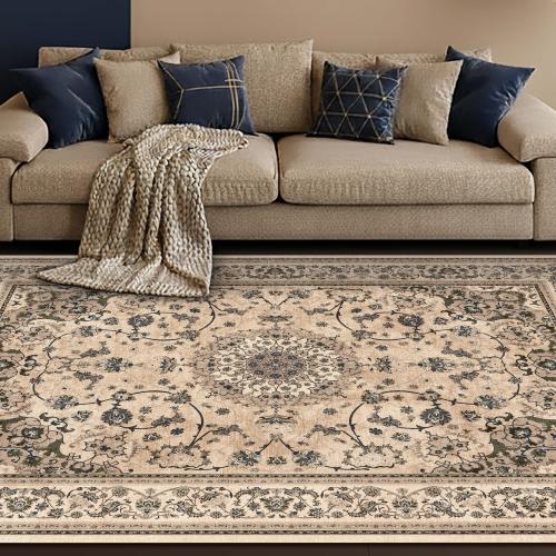 سجادة كلاسيك بألوان البيج والعاجي والرمادي الترابي