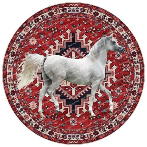Round horse pattern rug, size 140