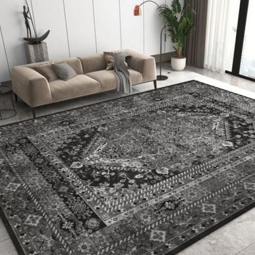 سجادة  رمادي فحمي | نمط شرقي عتيق أحادي اللون | مقاسات متعددة