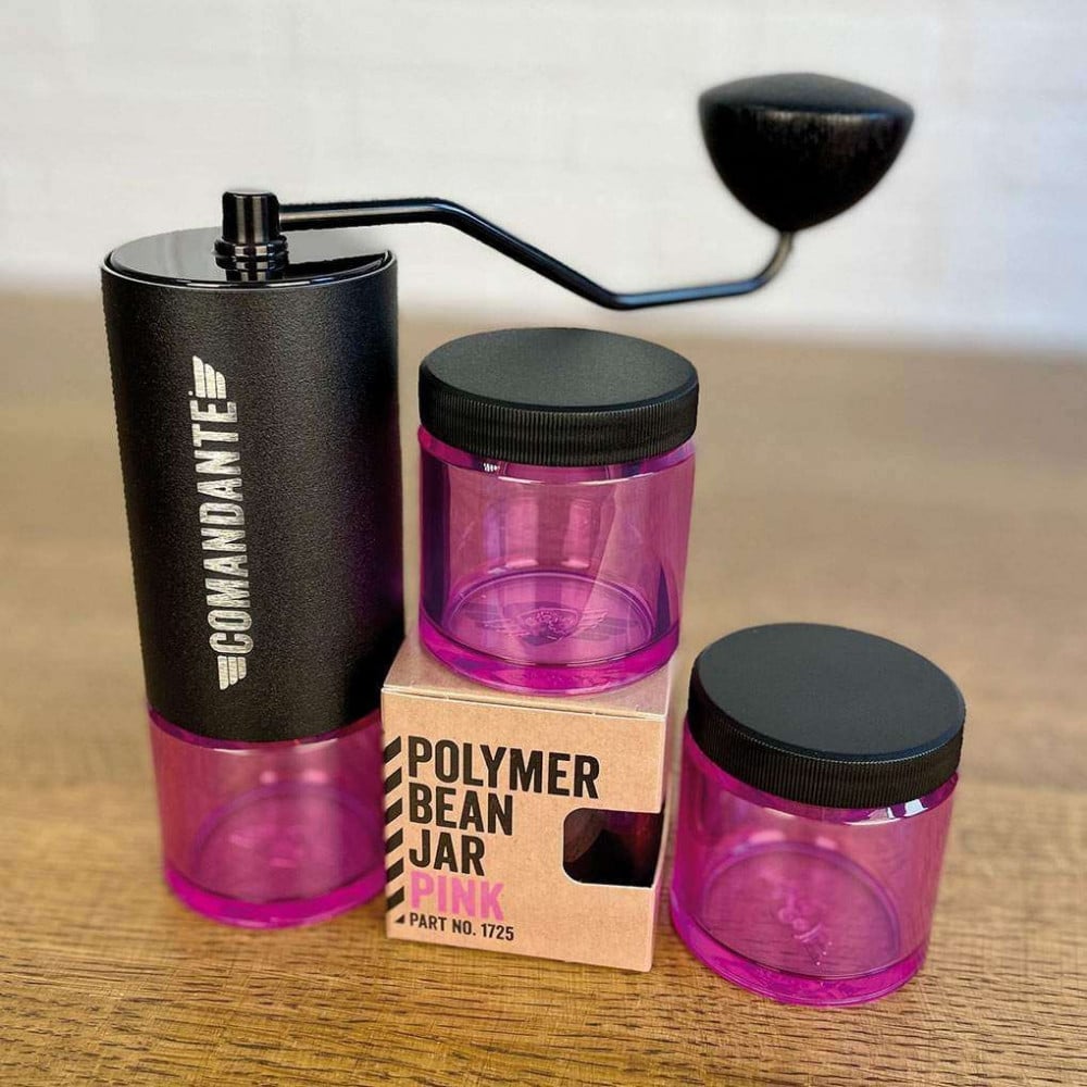 علبة و غطاء مصنوعة من البوليمر  Polymer Bean Jar لون زهري ( PINK )