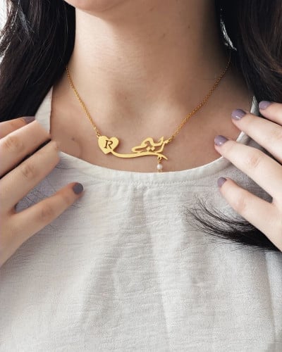سلسال الاسم الحرف مطلي بالذهب متجر _رفا