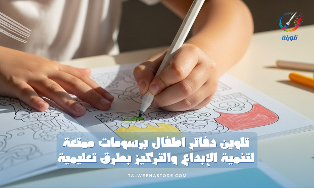 تلوين دفاتر أطفال برسومات ممتعة لتنمية الإبداع والتركيز بطرق تعليمية