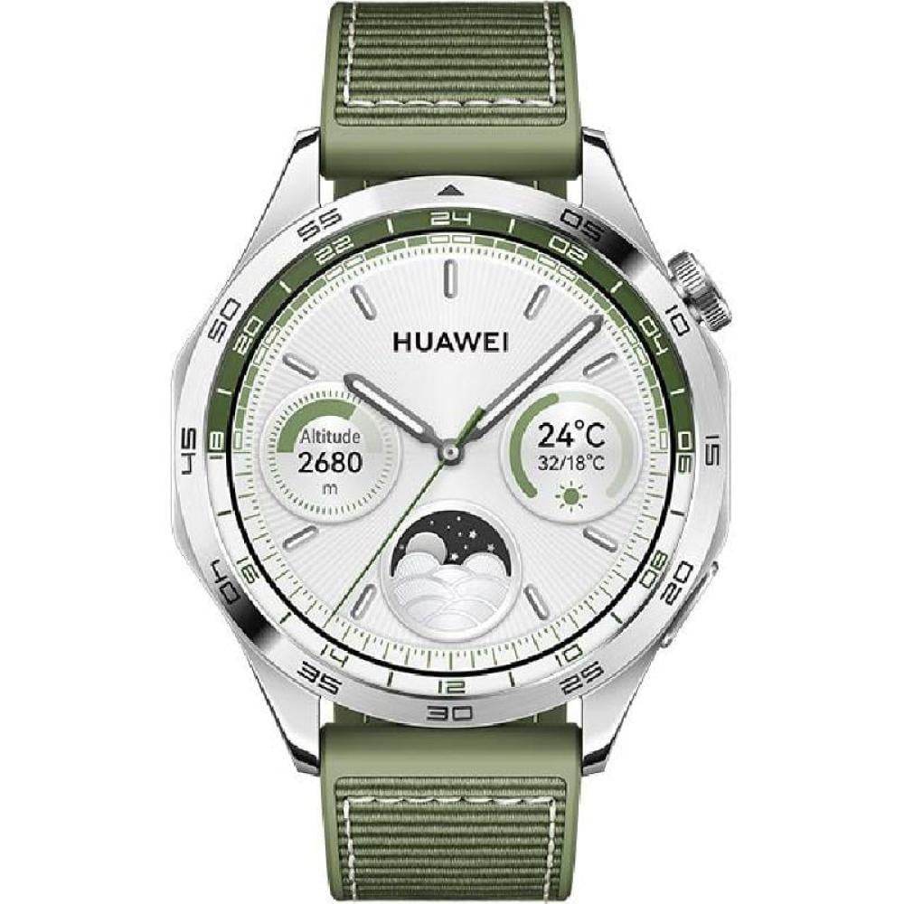 Huawei Watch GT4, size 46, stainless steel, green composite strap
