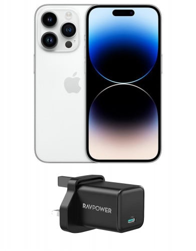 Apple iPhone 14 Pro 128 GB Silver 5G With Pioneer 20W RavPower