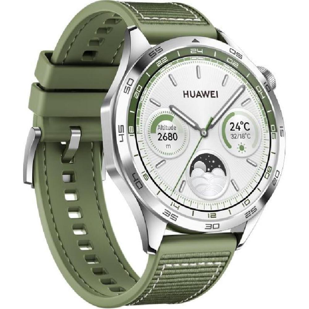 Huawei Watch GT4, size 46, stainless steel, green composite strap