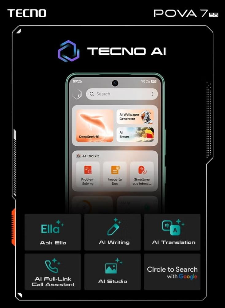 تكنو بوفا 7 ذاكرة داخلية 256 جيجابايت وذاكرة رام 8+8 جيجابايت يدعم تقنية 5G + باور بنك