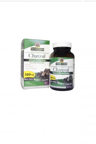 كبسوات الفحم، كاربون نقي ونشط، 560 ملجم، 90 كبسولة نباتية