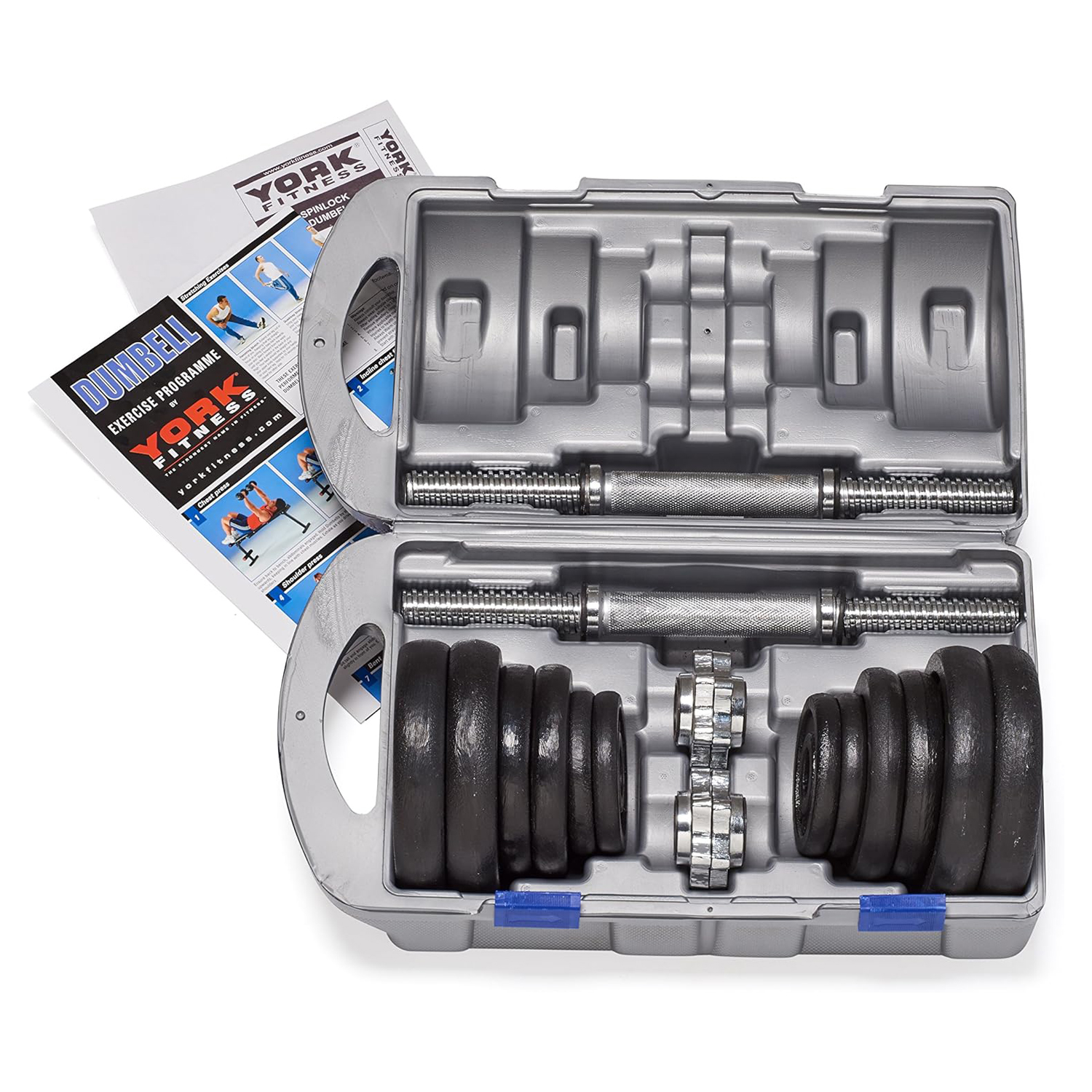 طقم أوزان متعدد الاحجام مع مقبضين وحقيبة حاملة للأوزان