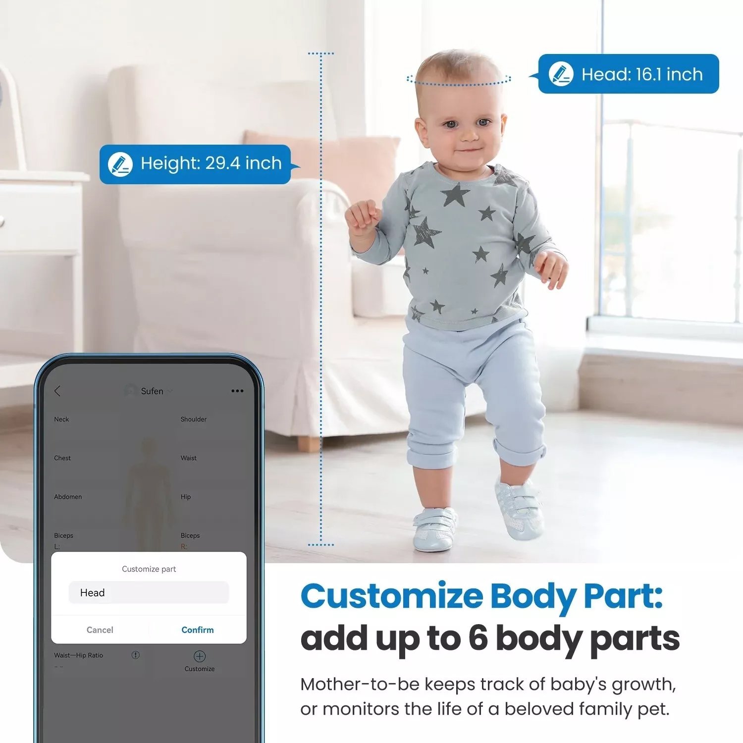 شريط متري ذكي عالي الدقة لقراءات محيط جسمك وفقدان الوزن وكسب العضلات