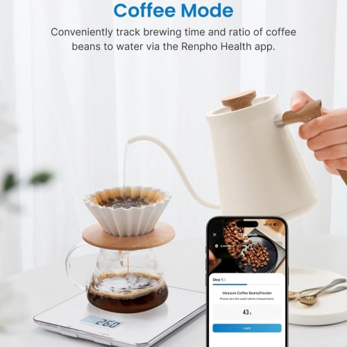 تحضير قهوة مضبوط مع وضع القهوة في ميزان رينفو RENPHO