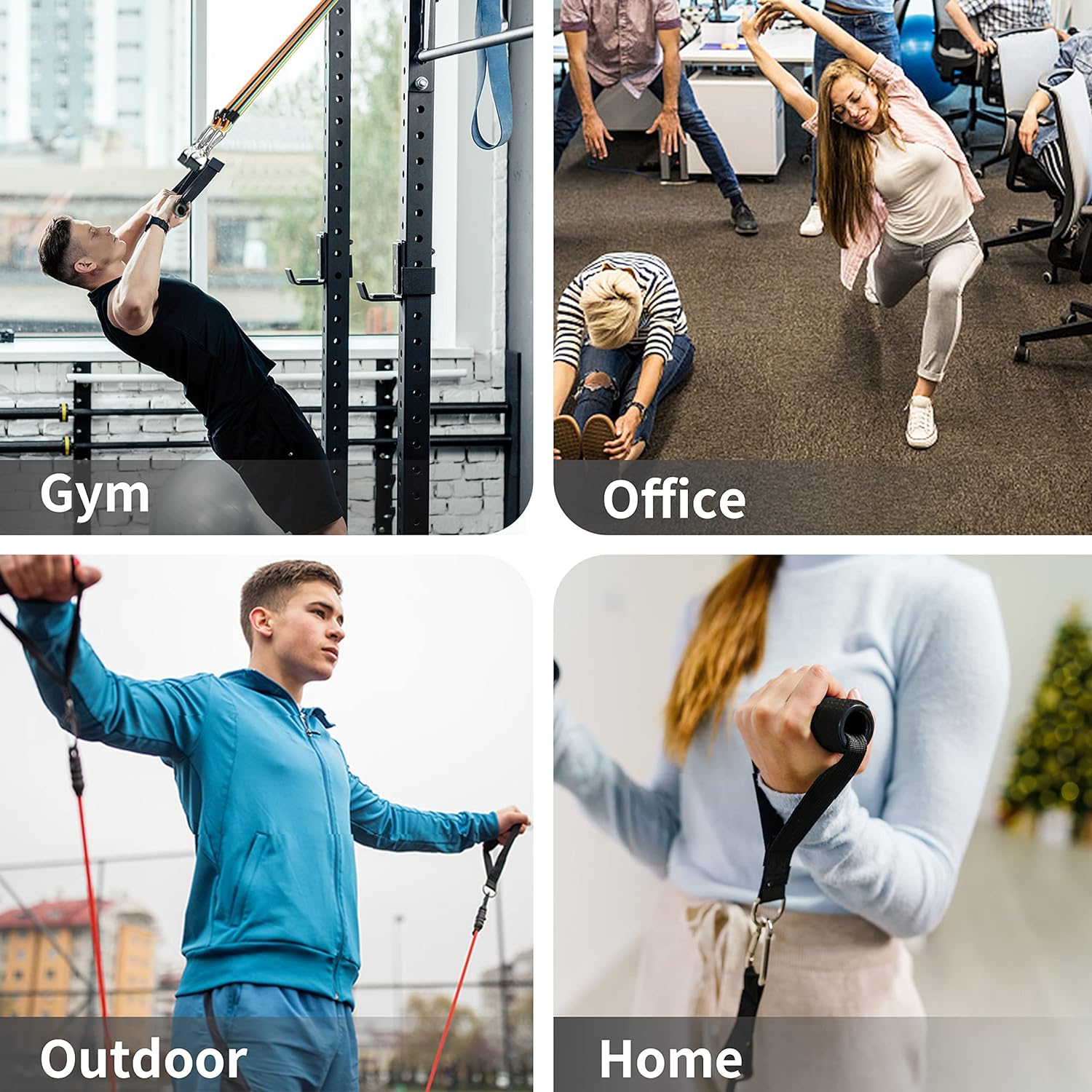 مجموعة حبال المقاومة الخمس بكامل ملحقاتها تمكنك من أداء تمارين كامل الجسم